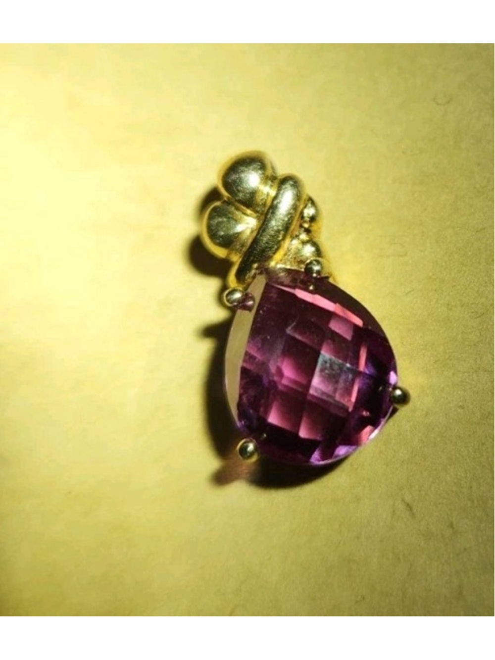 Amethyst Teardrop Pendant Gold Vermeil 3.25ct 2grams EUC